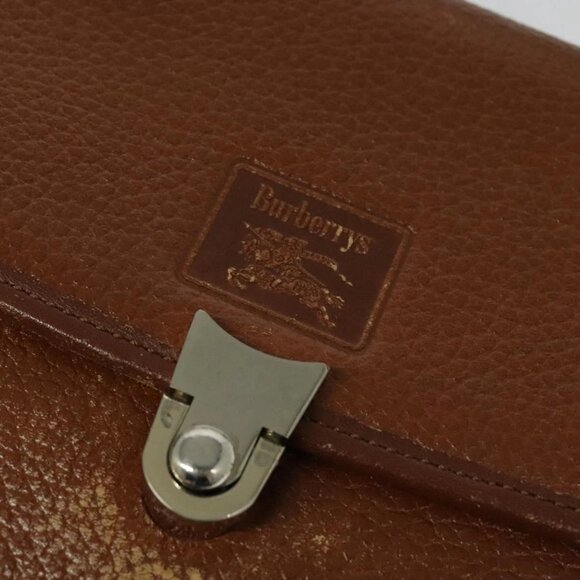 Burberrys Hand Bag Leather 2way Brown Gold Auth BA2959 - Picture 12 of 16